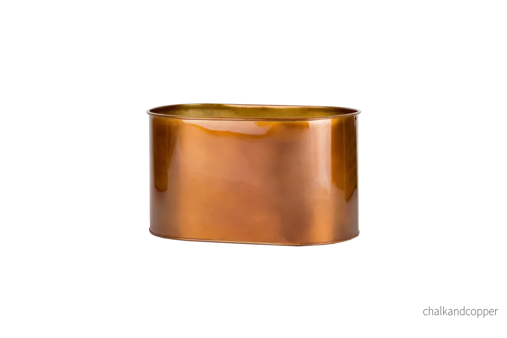 Ovalina planteringslåda till galler – 30 x 17 cm, koppar