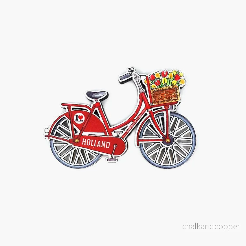 Magnet med Röd Cykel & Roterande Hjul – Holland Magnet med Röd Cykel & Roterande Hjul – Holland