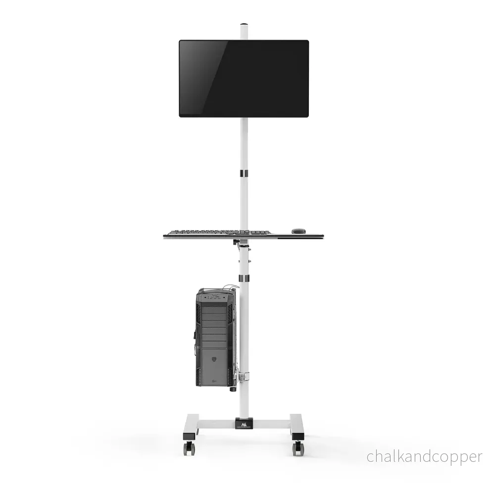 Maclean professional stand trolley, mobil datorarbetsstation på hjul, max 17"-32", max 20kg, MC-793 - Bild 3