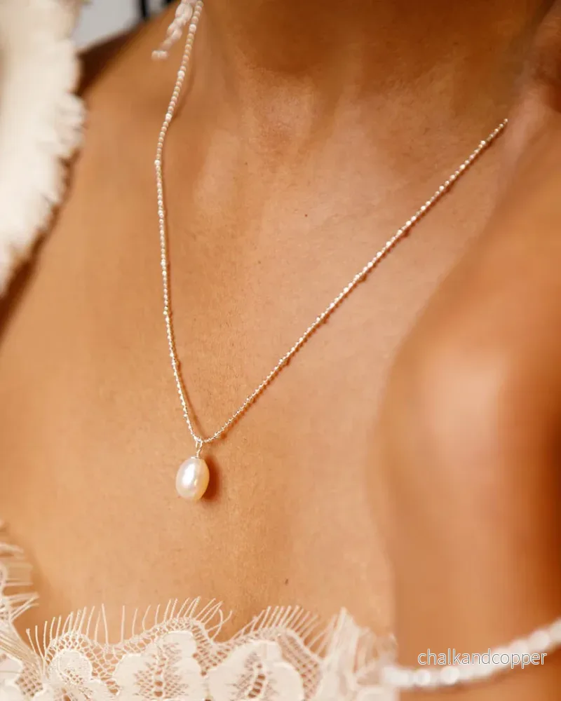 Ocean Muse Big Pearl - Silverhalsband