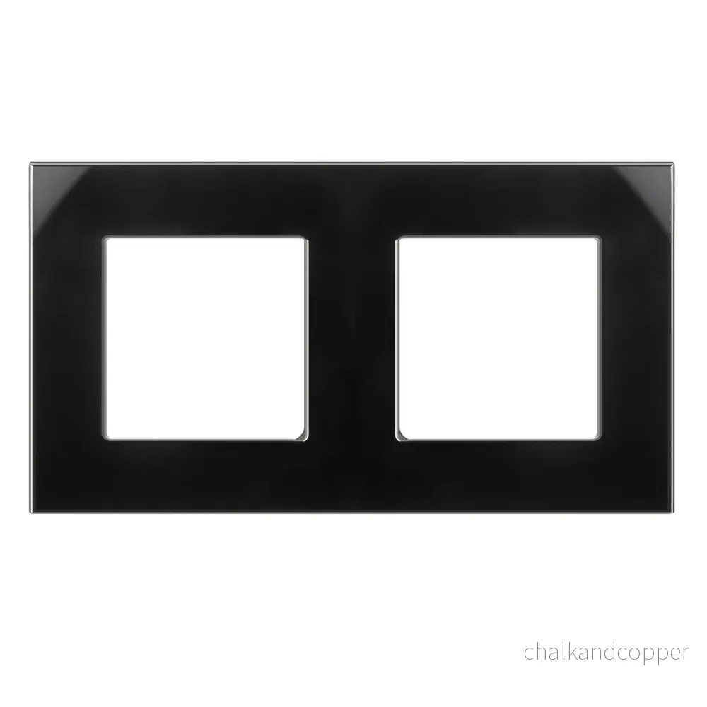 Maclean MCE729W 2-Faldig Glasram Panel 157x86mm För Teckdose Modulärt Vägguttag Infällt Uttag Vägguttag Inbyggt Uttag Infälld Installation (Dubbel Glasram För Uttag, Svart)