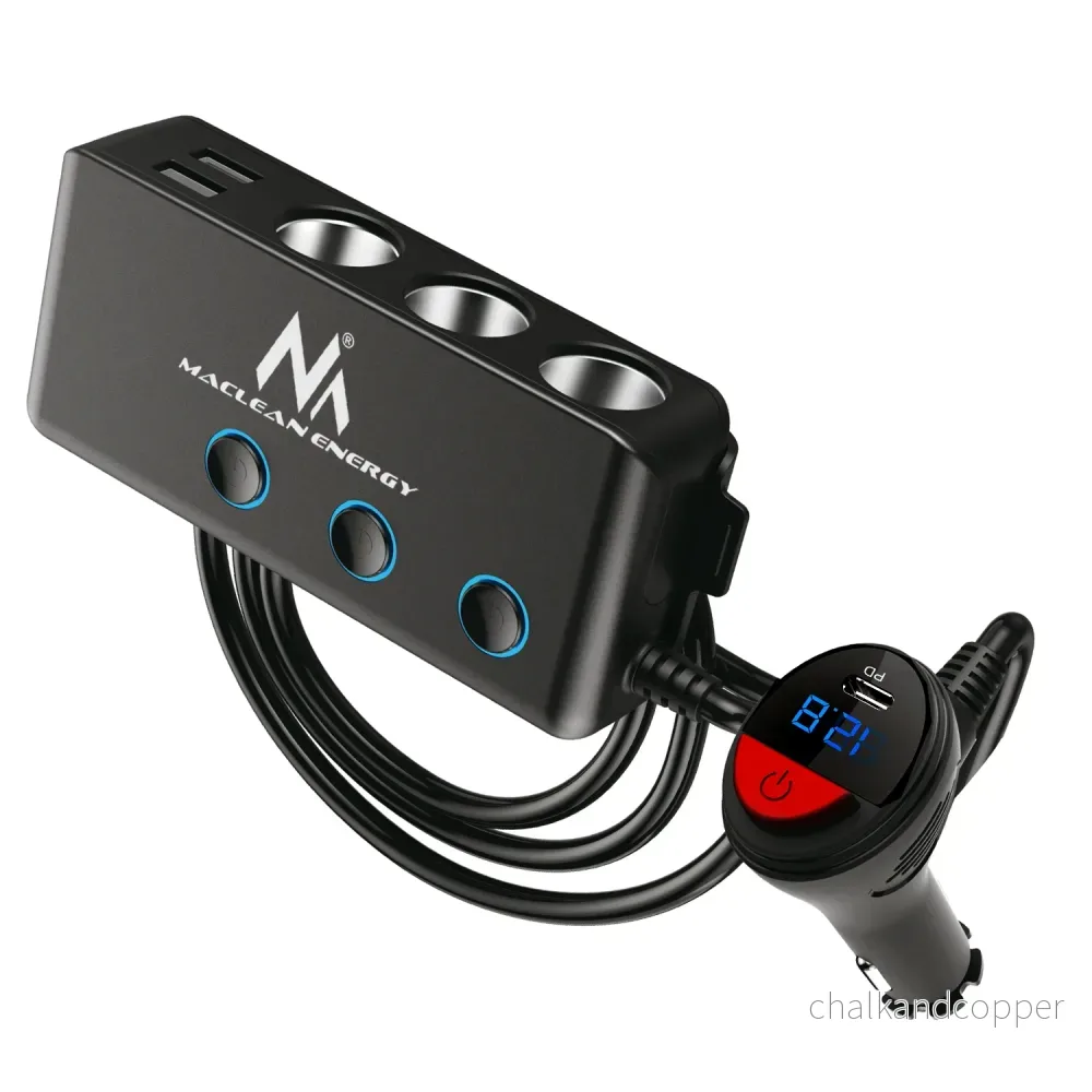 Maclean MCE218 USB-billaddare - 3 biluttag 1x Quick Charge 3.0, 3xUSB 6.8A, 1x strömförsörjning 18W, max 120W - Bild 2