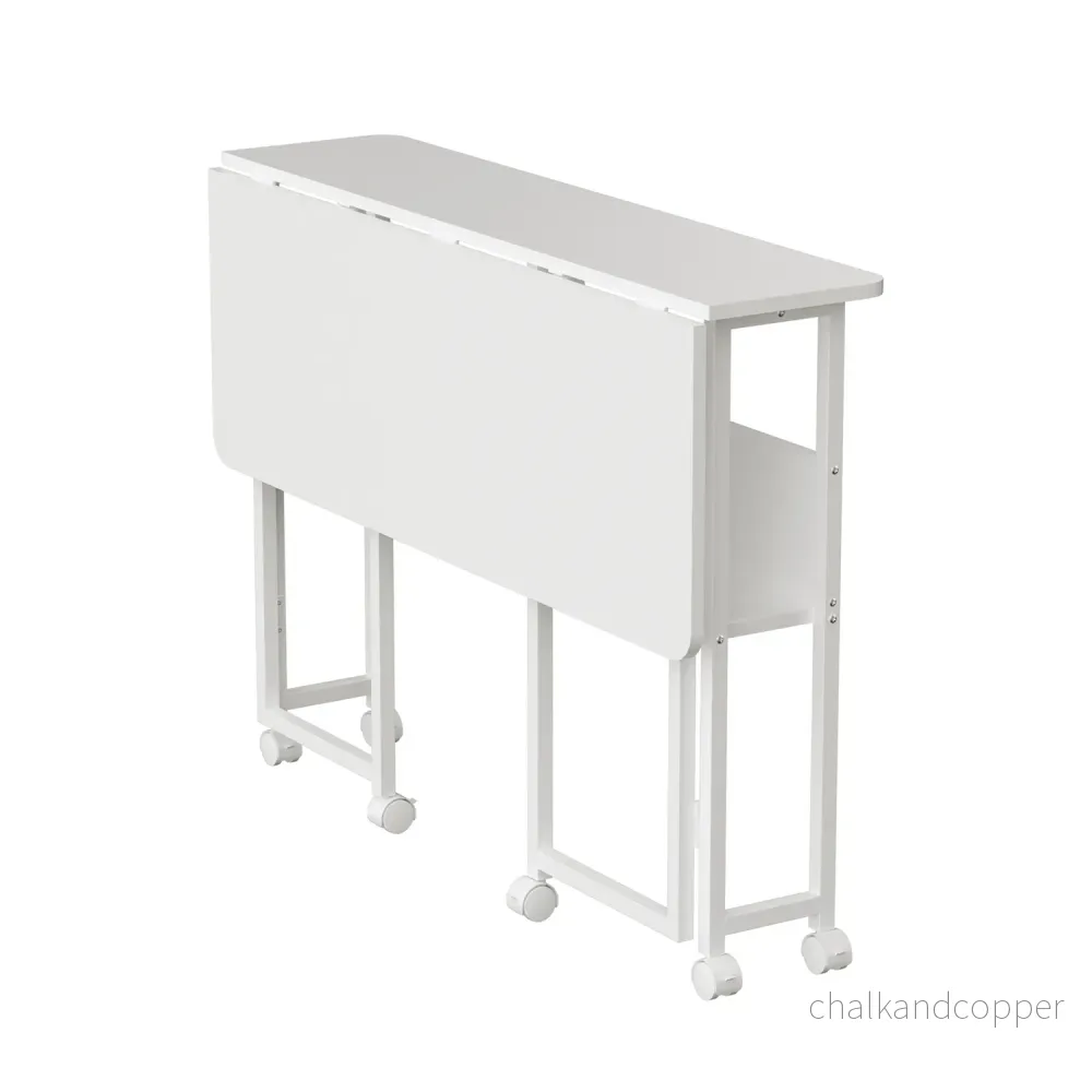 Maclean fällbart bord skrivbord, vit, mobil, skiva 100x58cm, max. 50kg, MC-126 W - Bild 3