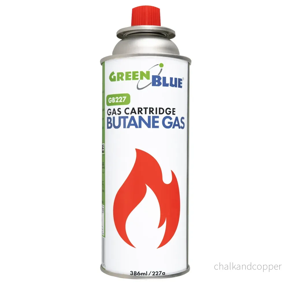 20 gaspatroner à 227 g GreenBlue. Certifikat: Pi 0875, uppfyller standarden EN417, butan, användningstemperatur -10 °C till +40 °C, GB227 - Bild 2