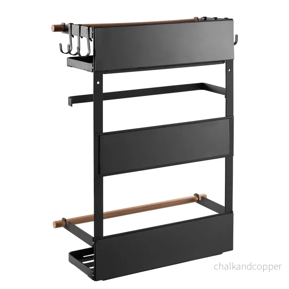 Maclean MC-910 Magnetisk Kylhylla / Tvättmaskinshylla Med Rullhållare Och 6 Avtagbara Krokar Hängande Hylla Pappershanddukshållare Upp Till 12 kg Svart - Bild 3
