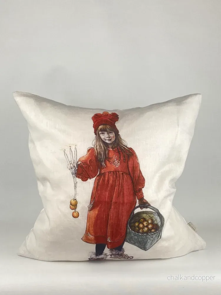 Kuddfodral linne, motiv: Carl Larsson – Brita