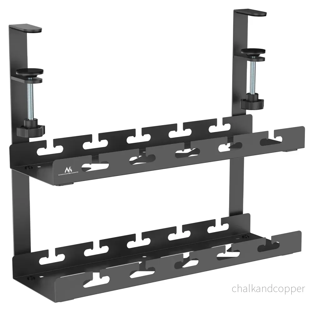 Maclean kabelhanterare under skrivbord, maxbelastning 5 kg, 2 nivåer, svart, MC-104 B - Bild 2