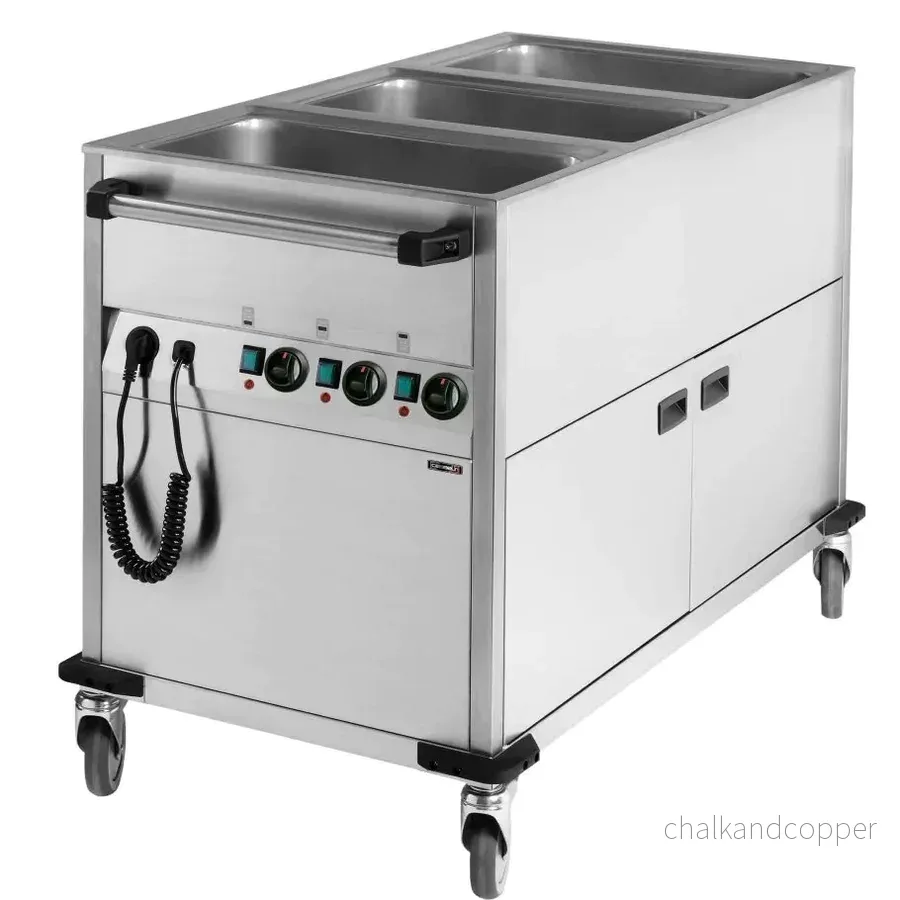 Bain-Marie - Vagn med hjul - Med Värmare - 3 X GN 1/1 - Bild 2