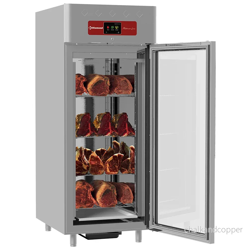 Ventilerad mognadshytt torrlagring för kött 850 liter, 1 glasdörr 20x GN 2/1
