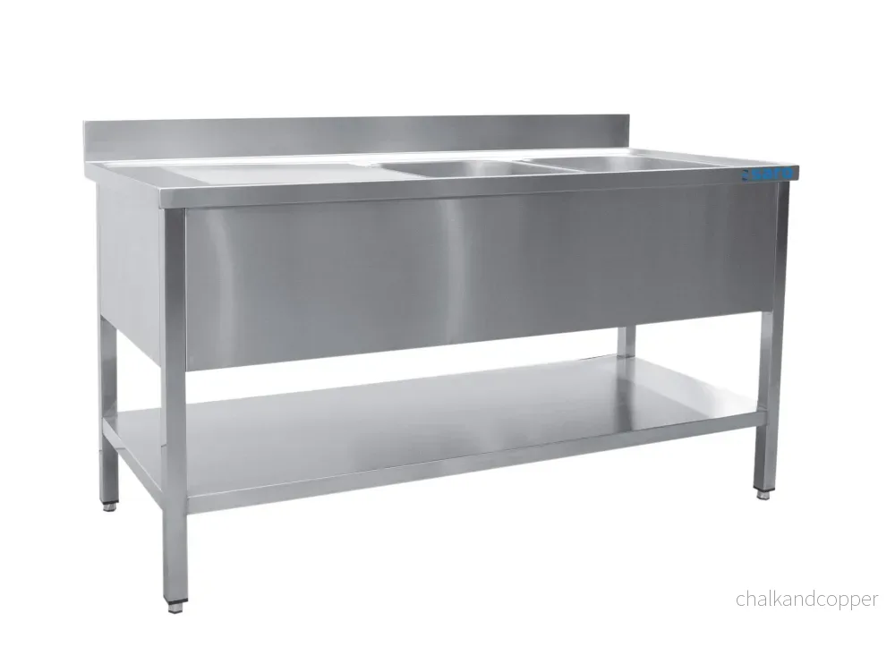 SARO Handfat med två handfat, höger – 700 mm djup, 1600 mm SARO Handfat med två handfat, höger – 700 mm djup, 1600 mm