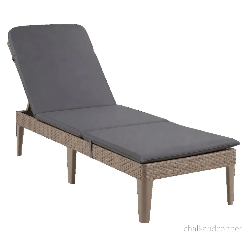 Justerbar trädgårdssolstol Jaipur Sun Lounger i färgen cappuccino + kudde till Jaipur-solstolen, färg mörkgrå, tyg S-500, storlek 190x60 cm