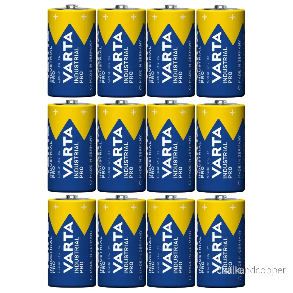 12x batteri R-14 LR14 C 1,5V alkalisk Varta Industrial Pro