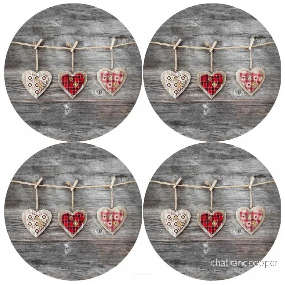 Bertoni bordsunderläggsset, 4 delar, rund, 33 cm, Hearts