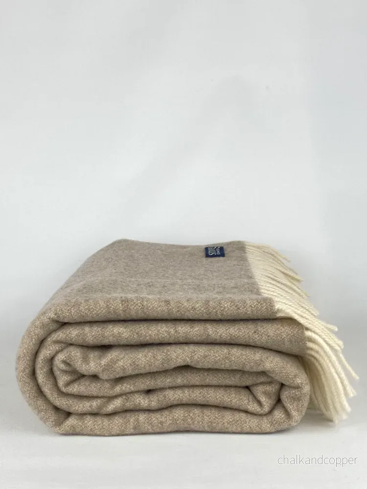 Pläd i italiensk lammull Beige/Cremevit - Bild 2