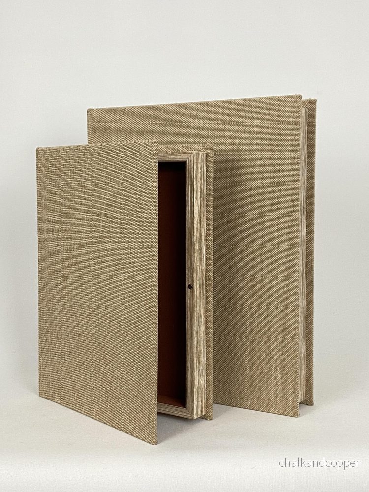 Boklåda linnestruktur beige stor Boklåda linnestruktur beige stor