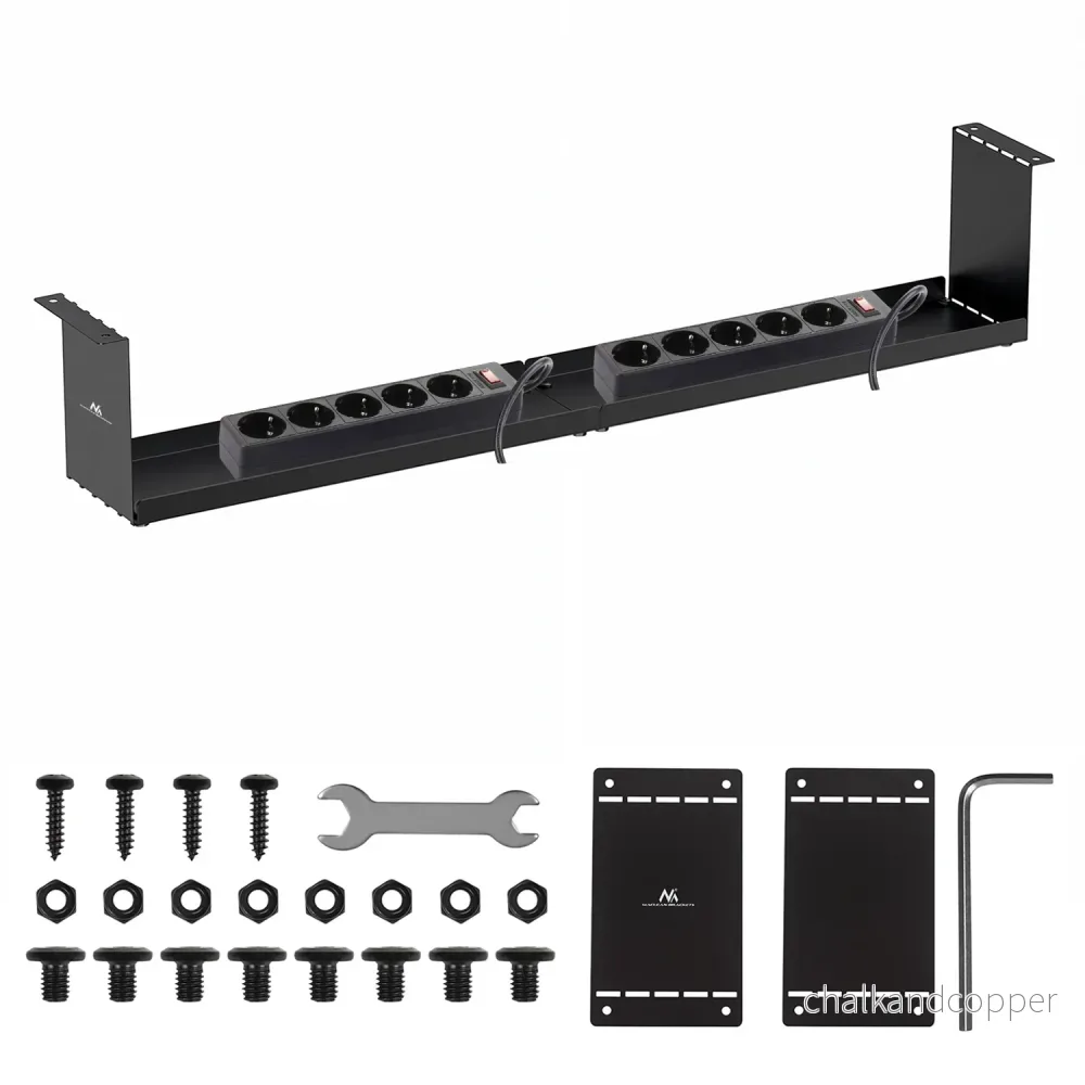 Maclean kompakt kabelhanterare under skrivbord, max. belastning 5 kg, svart, MC-107 B