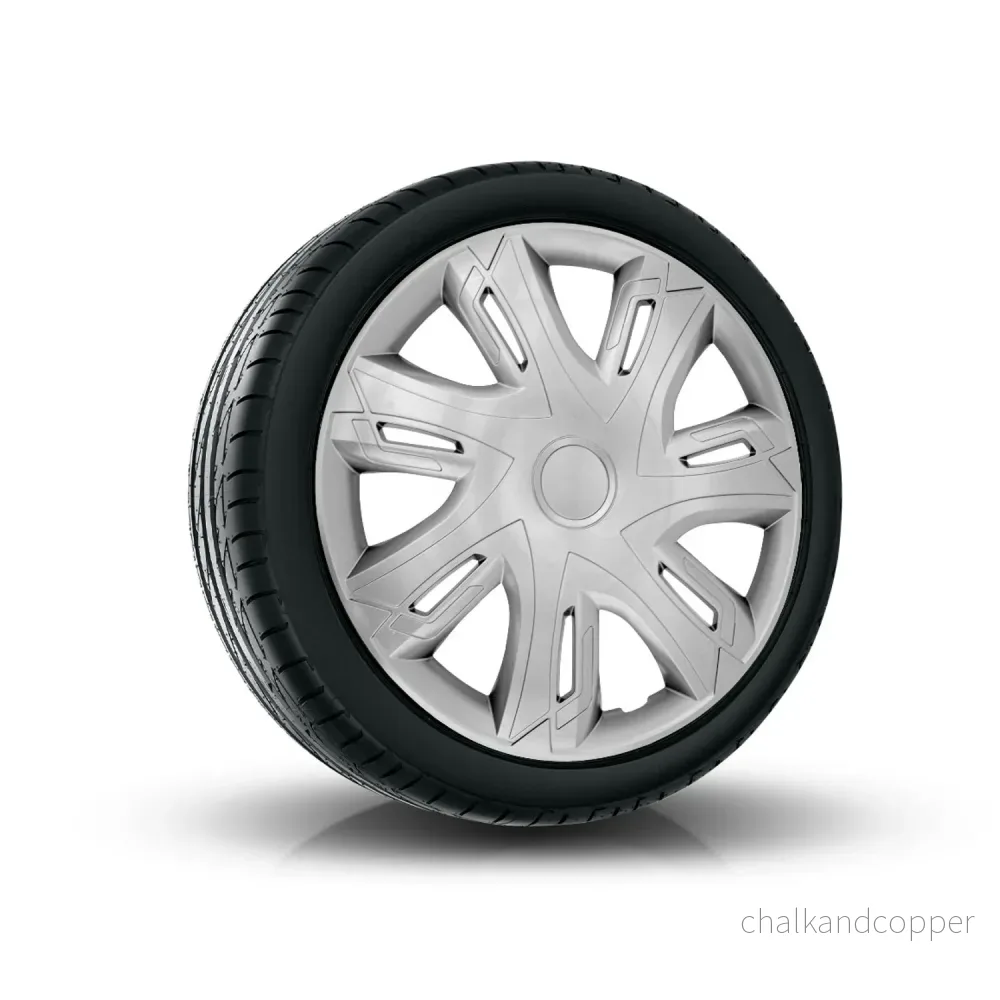 N-Power Hjulkåpor För Stålfälgar Tvåfärgade Navkapslar Set Med 4 Bilfordon Lämplig För De Flesta Märken Och Fälgar ABS-Plast (Silver, 14") - Bild 2