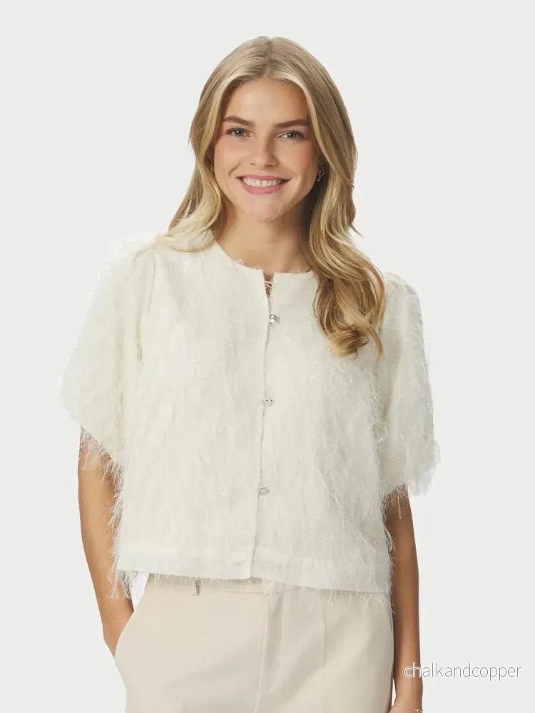 Aisa Frilly Blouse Creme Neo Noir Aisa Frilly Blouse Creme Neo Noir