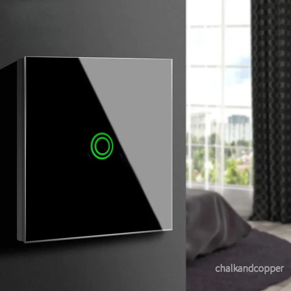 Maclean MCE715B Smart WiFi Touch Strömbrytare Kompatibel Med Tuya APP Väggströmbrytare Glasströmbrytare Med Färgväxling LED-Bakgrundsbelysning Inbyggd Strömbrytare 85 x 85 mm (1 Fack Rund, Svart) - Bild 2