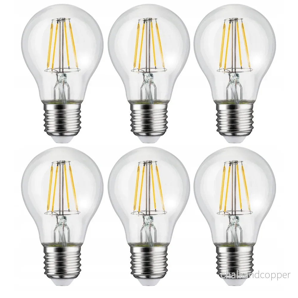 6x Maclean, Filament LED E27, 8W, 230V, WW varmvit 3000K, 806lm, Retro edison dekorativ, MCE268