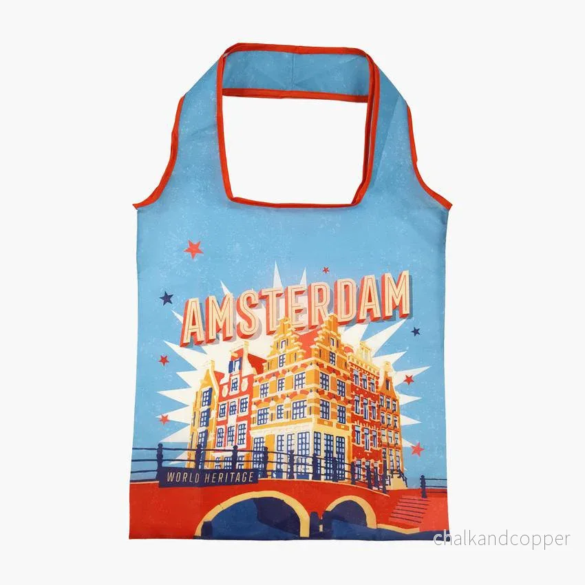 Hopvikbar Shoppingkasse – Vintage Amsterdam Kanalmotiv Hopvikbar Shoppingkasse – Vintage Amsterdam Kanalmotiv