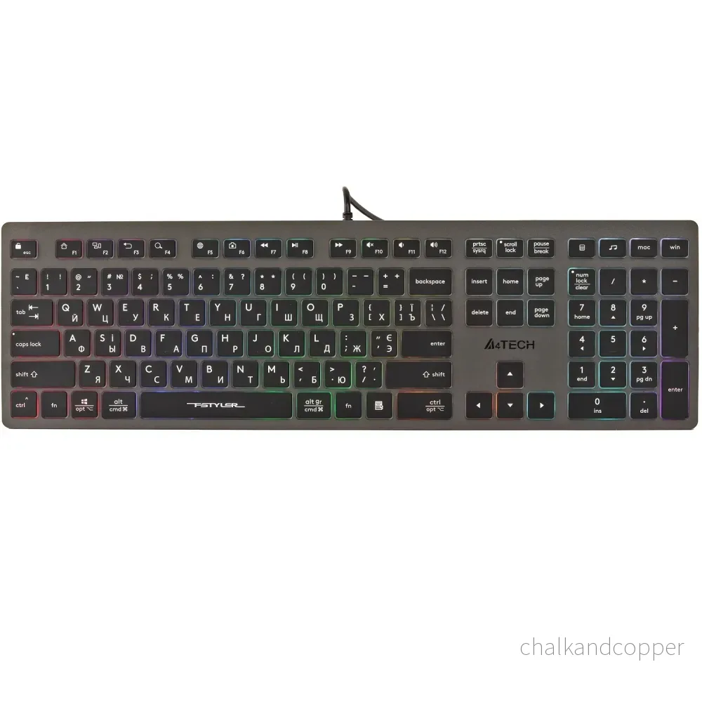 A4tech FX60H QWERTY Speltangentbord 12 Multimedianavigeringsknappar 2 USB Plug & Play-Portar USB-Kontakt Trådbunden Kabellängd 1,5 m