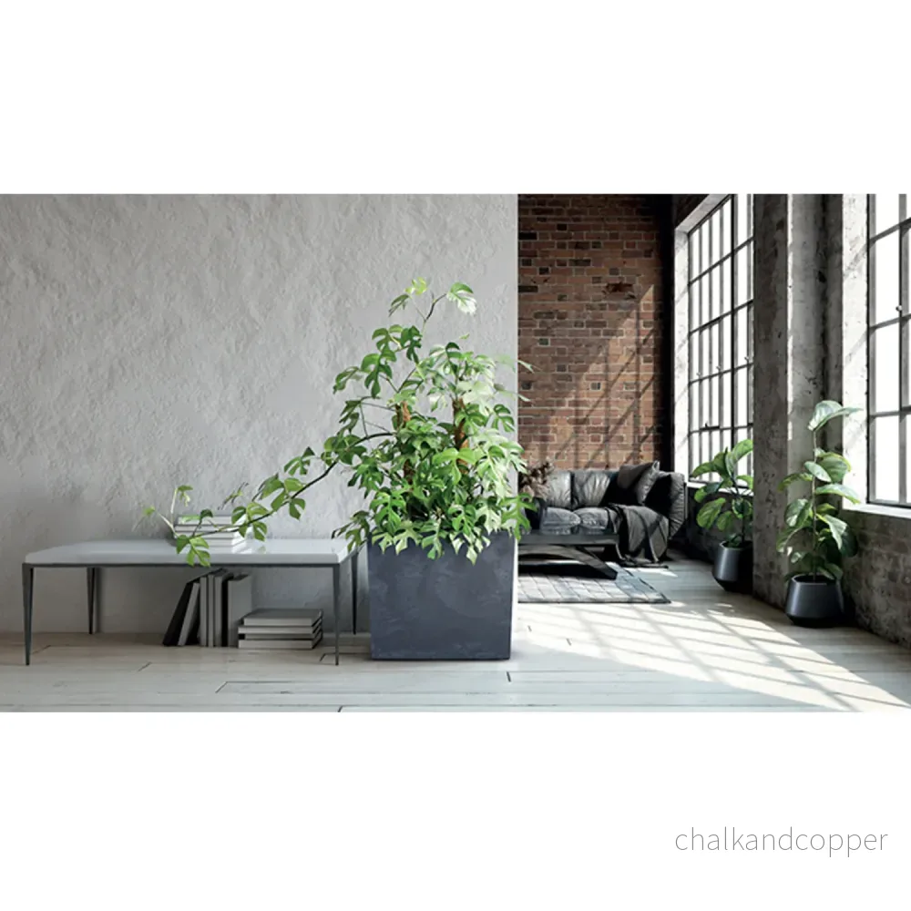 Urbi Case Betong Effekt Tower Planter Med Inre Kruka Växt Tråg Blomtråg För Inomhus Och Utomhusbruk Rektangulär Plast (77x23,5x68,7cm, Antracit) - Bild 3