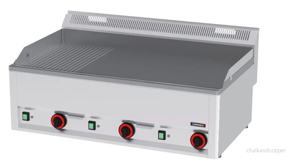 Grillplatta räfflade slätt gjutjärn 99