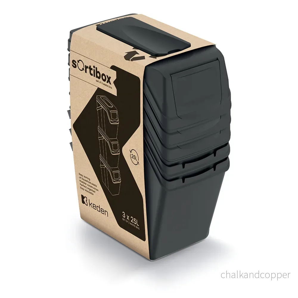 Keden SORTI BOX 3x25l soptunna - svart återvinning - Bild 3