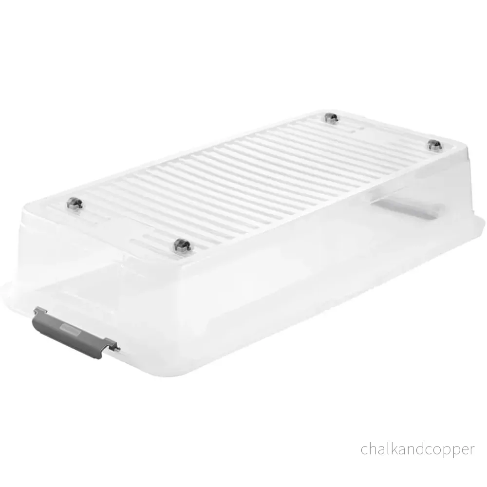 Leo Keeeper container med lock, kapacitet 33L, genomskinlig, med hjul, lock med clips - Bild 3