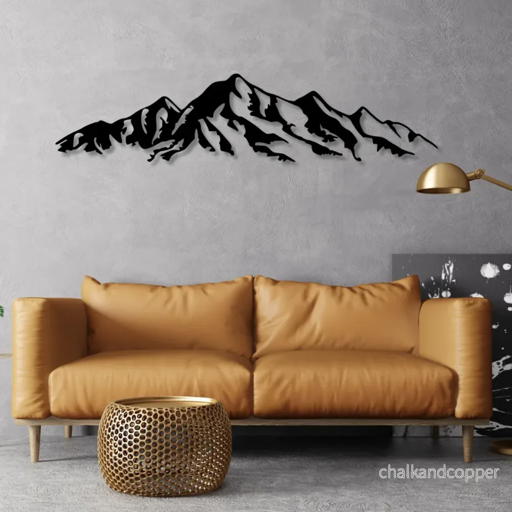 Genombruten bild, 3D-väggdekoration, 3D-bild "Alpernas berg" 100x23cm Svart - Bild 2