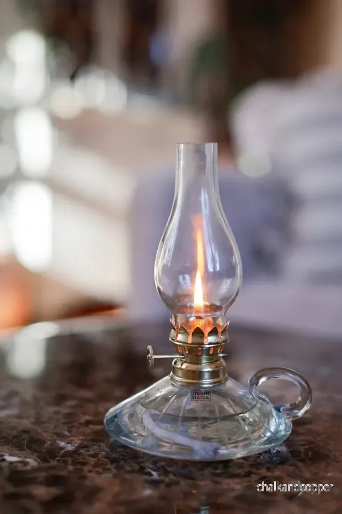 Fotogenlampa Etsad Rand med Handtag liten