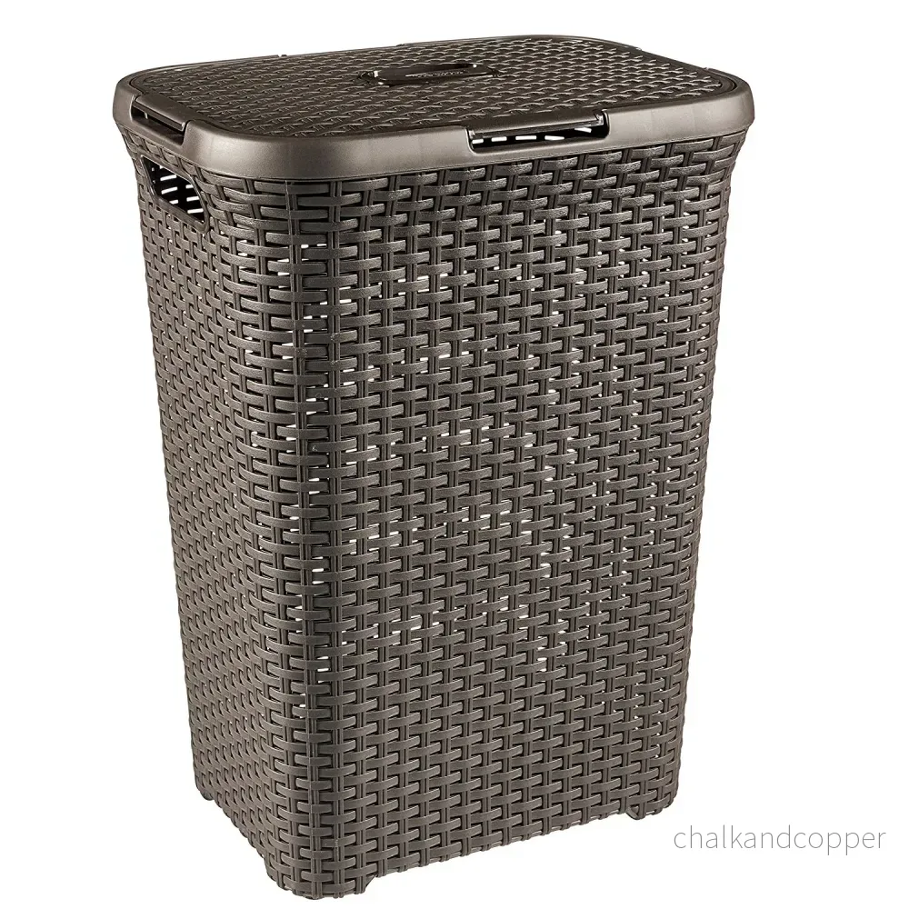 Curver tvättkorg, genombruten design, 60 liter, mörkbrun, Natural Style