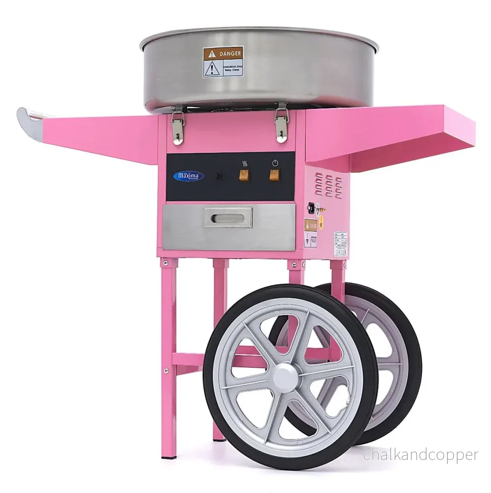 Sockervaddsmaskin – Ø 52 cm – Rosa – med vagn