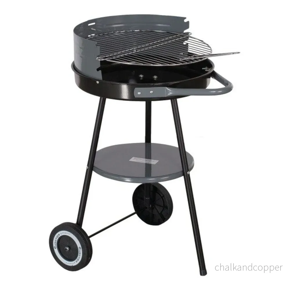 Master Grill MG912 Rund Grill På Hjul Kolgrill Stående Trädgårdsgrill Med Lägre Hylla Ø40 cm