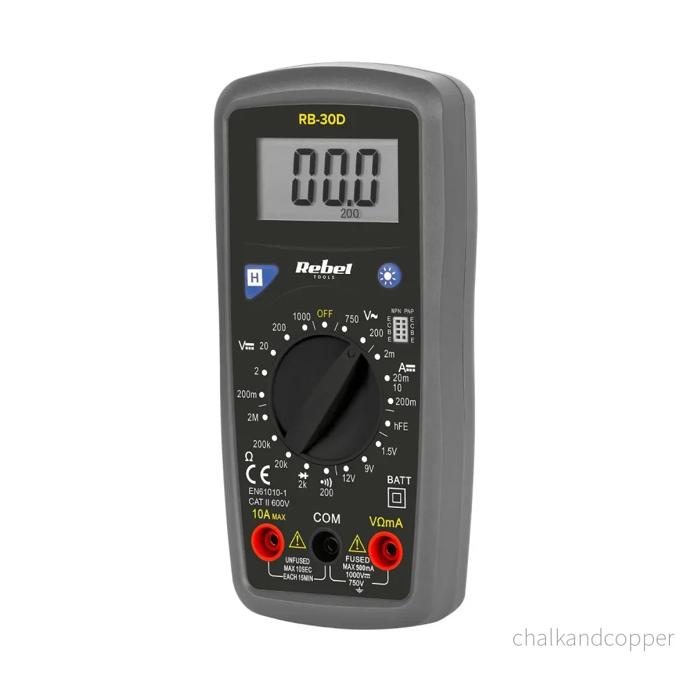 Rebel Tools RB-30D universalmätare innehåller testledningar