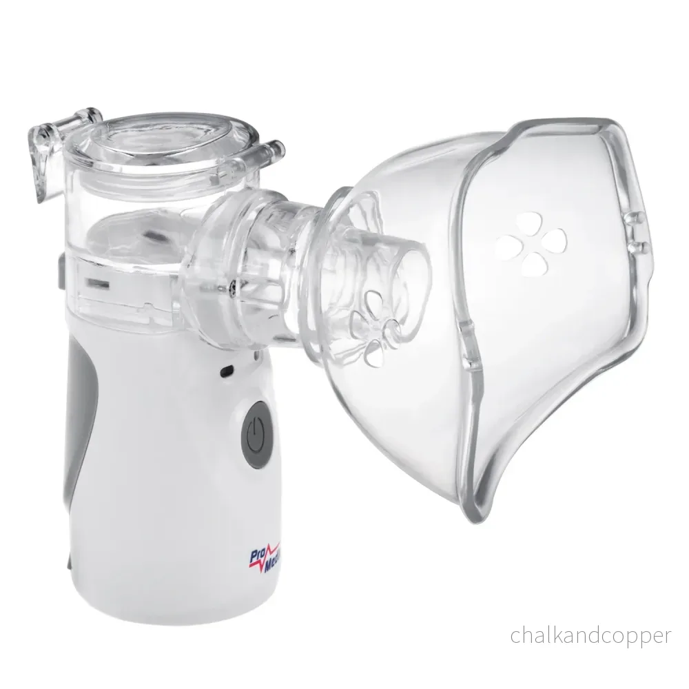 Promedix bärbar / handhållen sladdlös nebulisator inhalator, kit, masker, PR-835 + 2x Medicinska masker CE EN 14683:2019 - kit - blå färg 10 delar Promedix PR-280 BFE>98%. - Bild 2