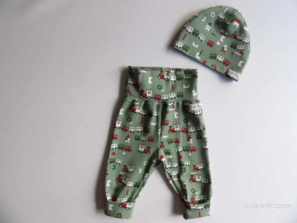Storlek 56, Train Time - Handgjort babyset, OEKO-TEX®-certifierade tyger - Bild 3