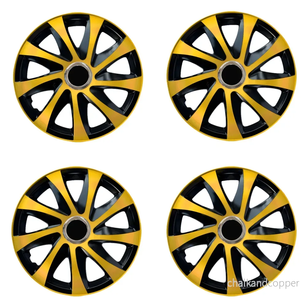 Universal navkapslar 15" NRM DRIFT Extra guld/svart 4 st - Bild 2