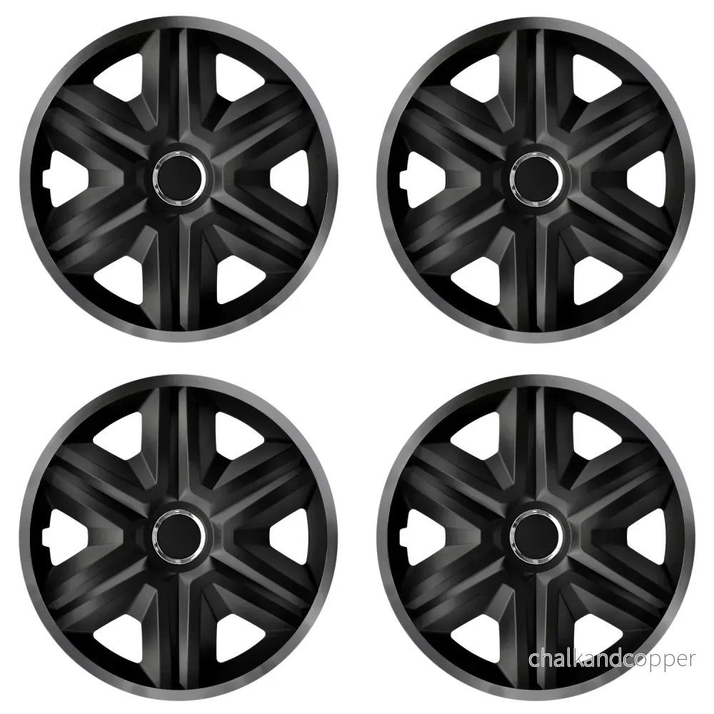 NRM 15" hjulskydd navkapslar Universal 4 PCS Durable Heavy Duty Set White and Black - Bild 2