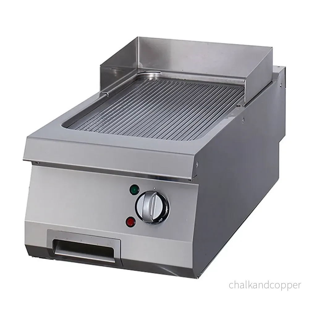 Robust grillplatta - Räfflad - Enkel enhet - 70 cm djup - Elektrisk