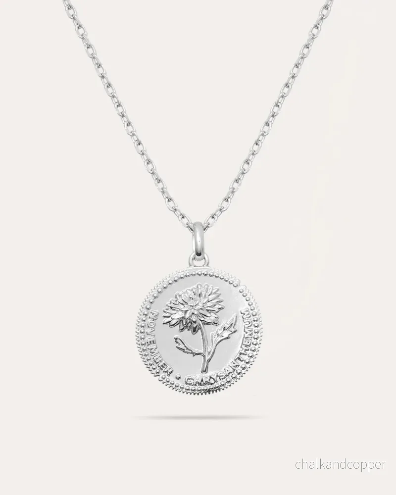 Månadsblomma November – Silverhalsband
