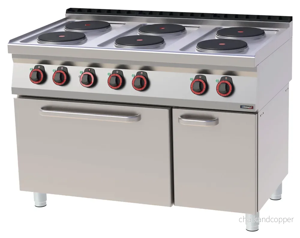 Elektrisk 6-lågig spis med ventilerad elektrisk ugn GN 1/1 120