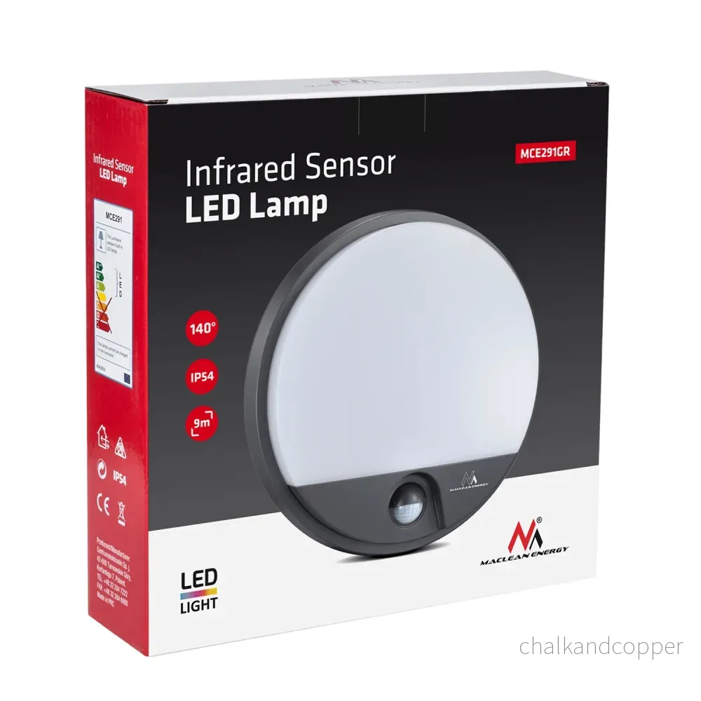 Infraröd rörelsedetektor LED-lampa MCE291 GR 1100lm 15W IP54 Maclean Energy färg grå - Bild 2