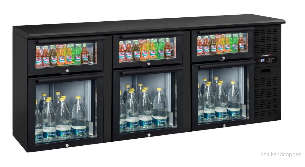 Back bar chiller 3 x 2 blandade glaslådor