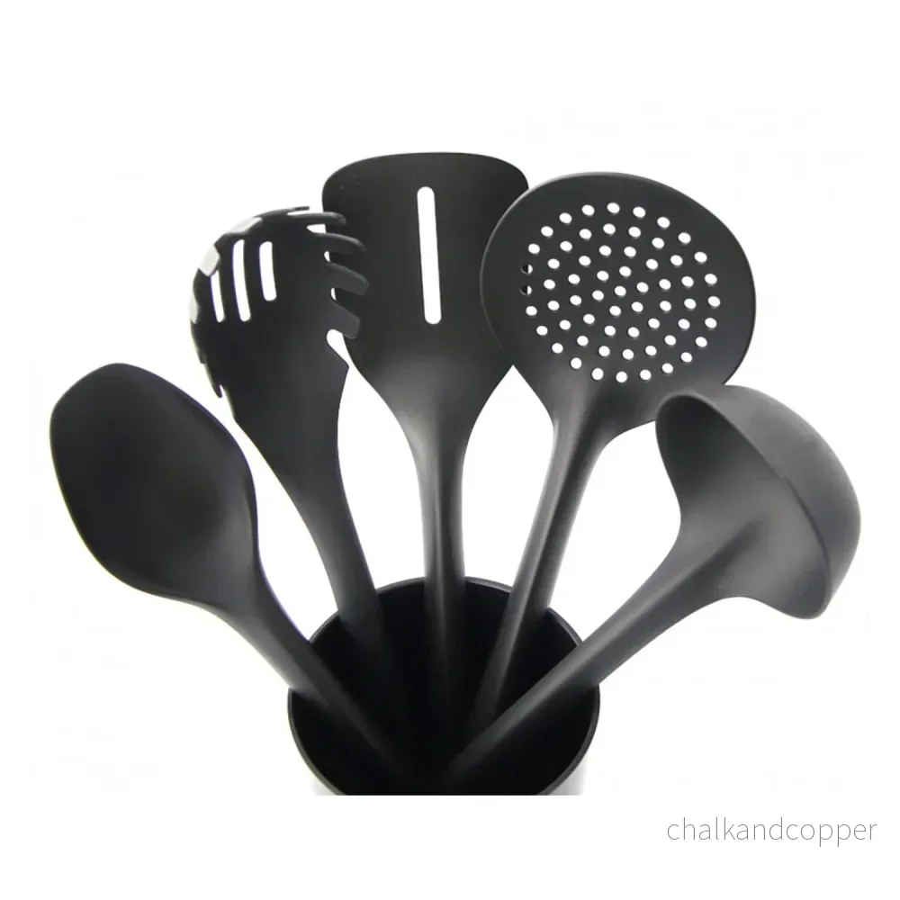 Set med 5 köksverktyg + 15 cm behållare svart Practic Handy - Bild 2
