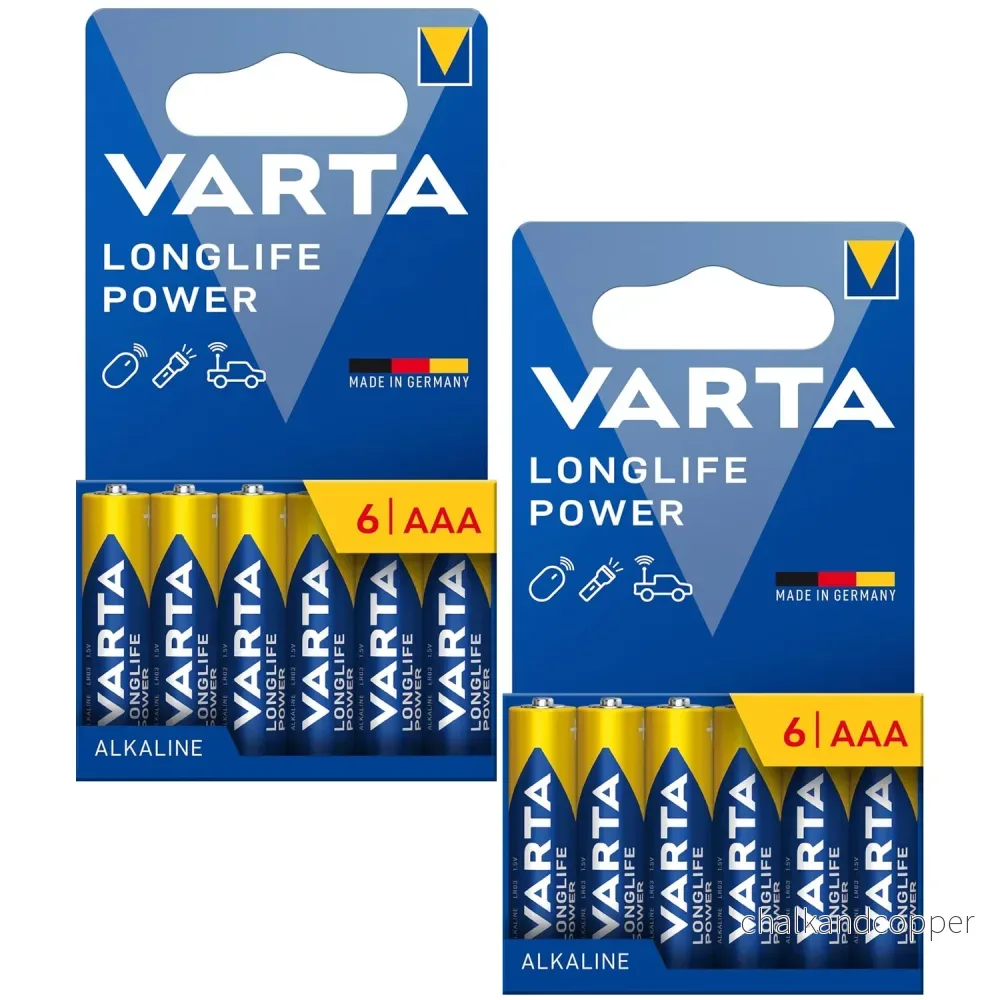 12 st R-03 R03 AAA LR06 1,5 V VARTA Longlife Power alkaliska batterier