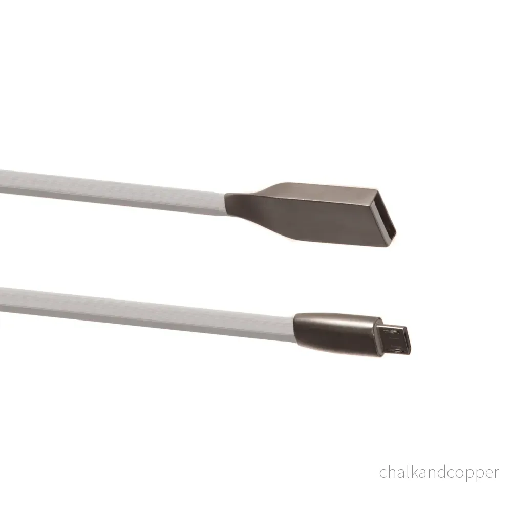 Maclean USB-kabel, AM, Micro flat utan vinkel, Vit, 1m, MCTV-833W - Bild 2