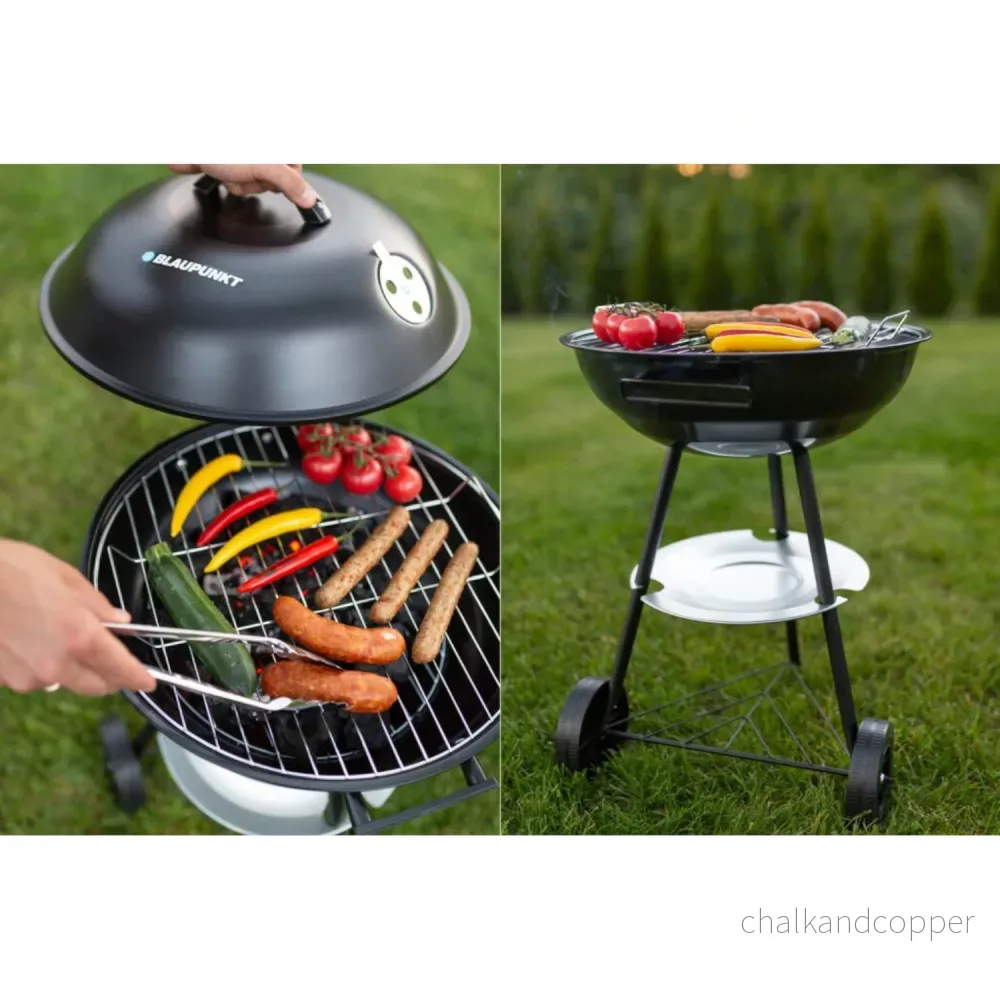 Blaupunkt GC301 Kolgrill På Hjul Runt Grillställ Grill Trädgårdsgrill Grillvagn Med Nedre Trädgårdsgrill 41cm Diameter BBQ Termometer I Locket - Bild 3
