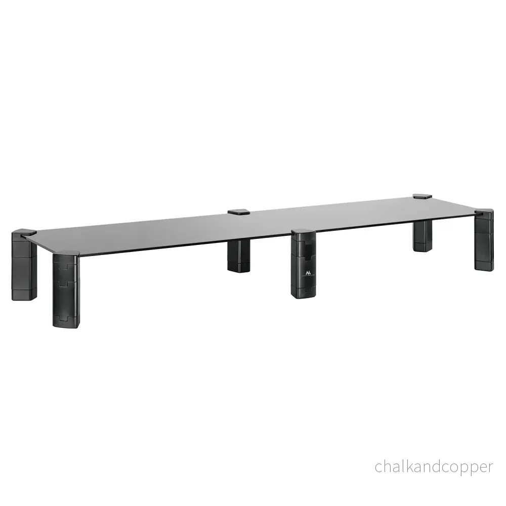 Maclean MC-936 Dubbel Stativ För Två Bildskärmar Max. 20kg Härdat Glas (1029x285x127mm)